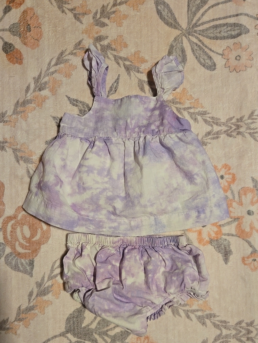 GAP Lavender Tie-Dye Ruffle Strap Tank with Bloomers